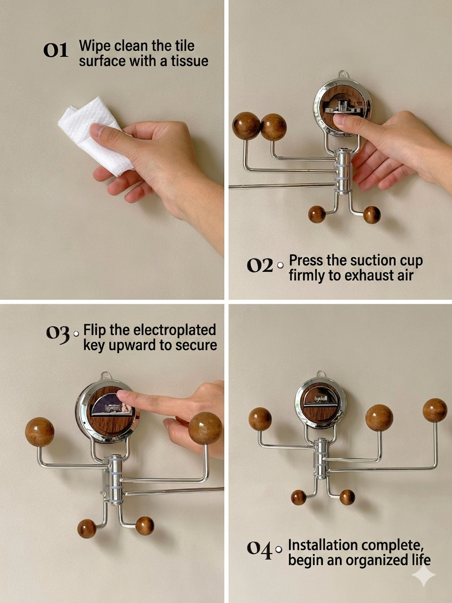 Muti rode rotating Suction cup hook (No drill)