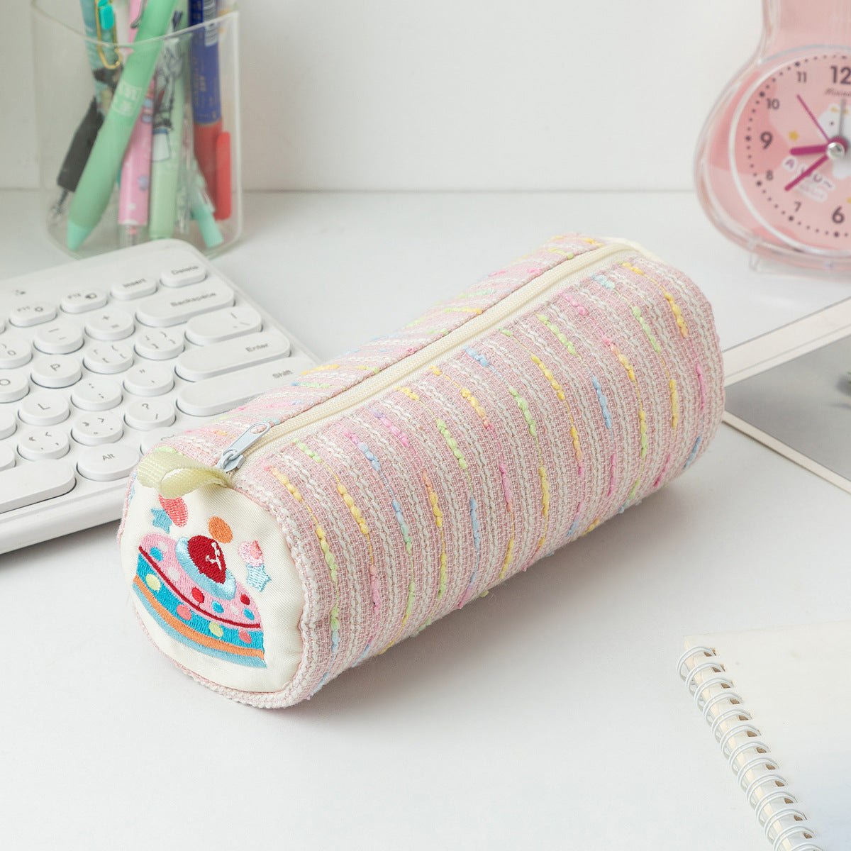 New Cute Cartoon Strawberry Cake Pencil Case Versatile Girly Stationery Storage Bag Large Capacity Pencil Ruler Stationery Box