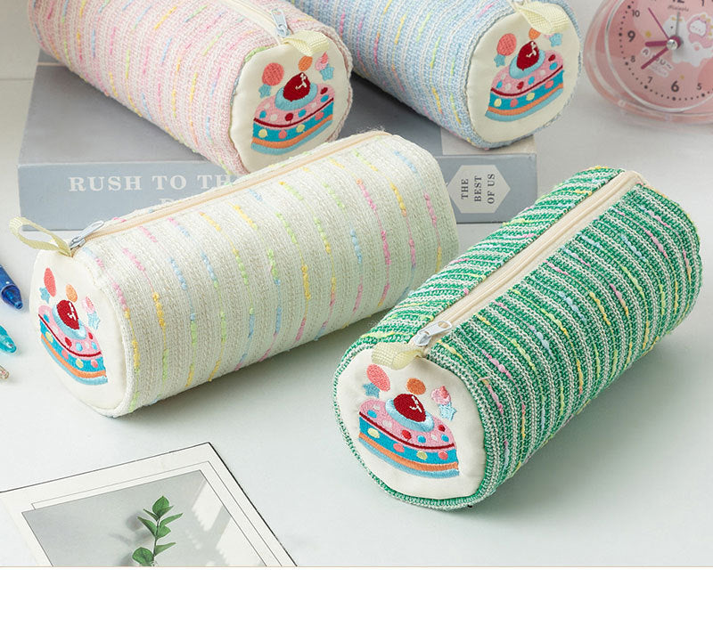 New Cute Cartoon Strawberry Cake Pencil Case Versatile Girly Stationery Storage Bag Large Capacity Pencil Ruler Stationery Box