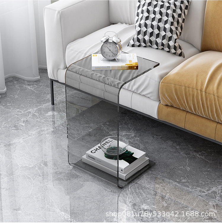 Light Luxury Transparent Acrylic Home Minimalist Cream Style Sofa Side Table Small Side Table Simple Living Room Bay Window Corner Coffee Table