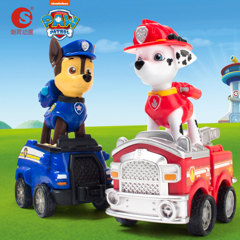 New Paw Patrol Pull-Back Car Series Toy Set with Chase and Marshall Scene Children's Birthday Gift Wholesale