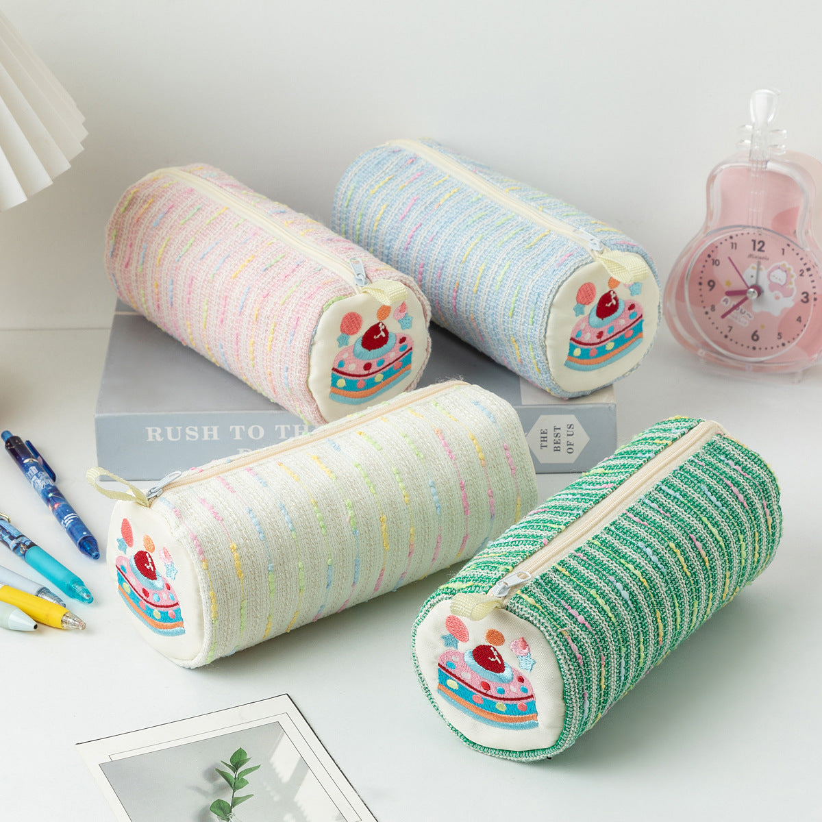 New Cute Cartoon Strawberry Cake Pencil Case Versatile Girly Stationery Storage Bag Large Capacity Pencil Ruler Stationery Box