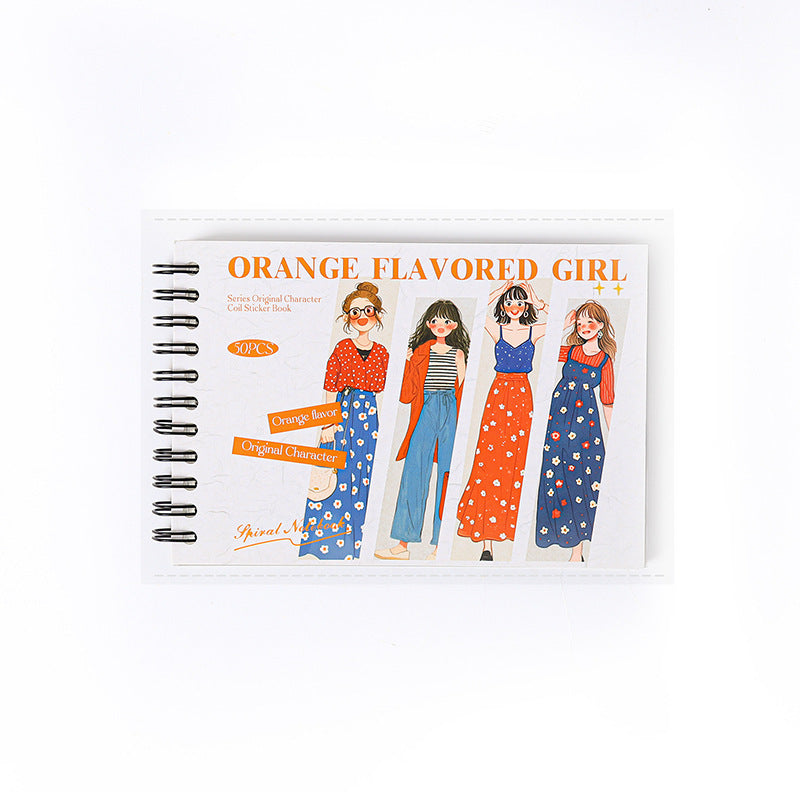 Ketchup Girl Coil PET Die-cut Sticker Book Orange Flavor Girl Series Journal Stickers for Decoration