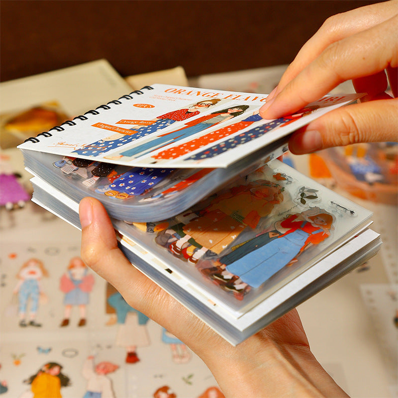 Ketchup Girl Coil PET Die-cut Sticker Book Orange Flavor Girl Series Journal Stickers for Decoration