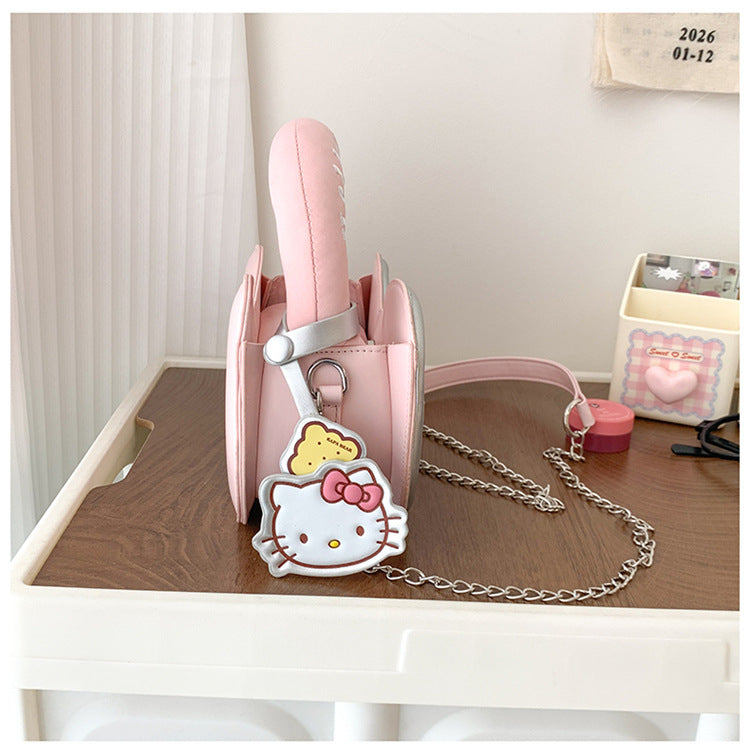 Super Popular Sweet Little Cat Girl Heart Handbag Korean Style Trendy Single Shoulder Crossbody Bag Cute Bowknot Shaped Bag