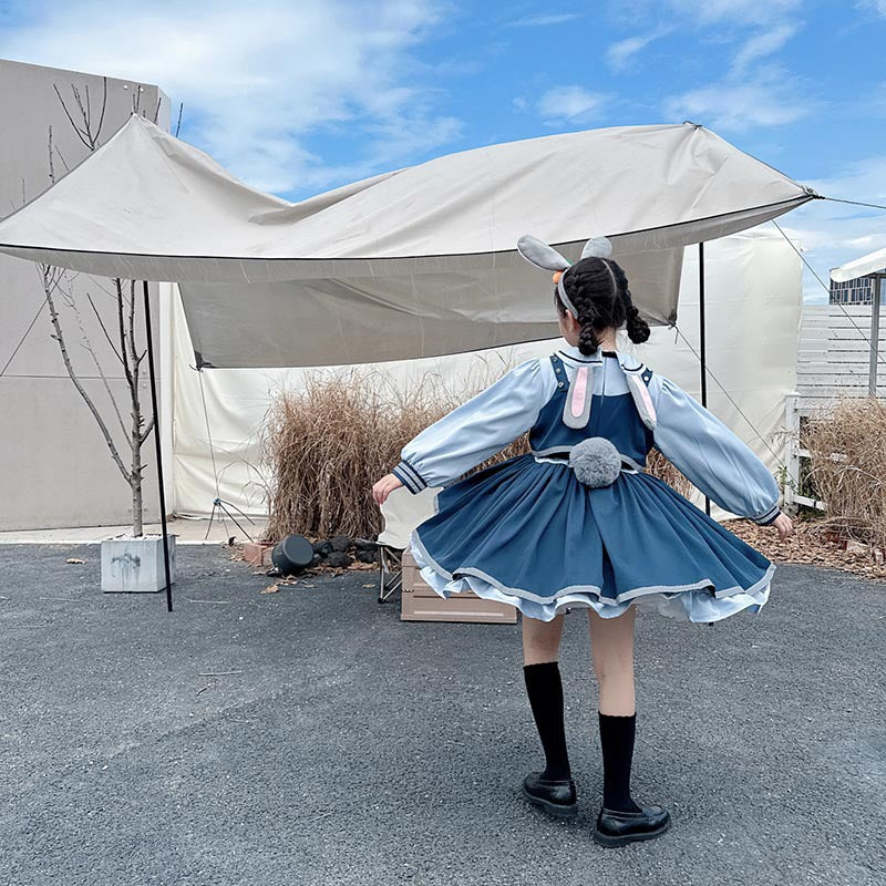 Kids Judy Hopps Costume Dress – Bunny Police Officer Full Cosplay Princess Lolita Outfit for Girls