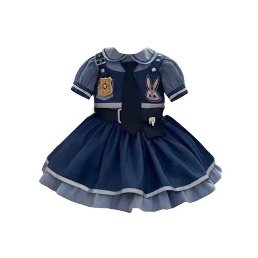 Kids Judy Hopps Costume Dress – Bunny Police Officer Full Cosplay Princess Lolita Outfit for Girls