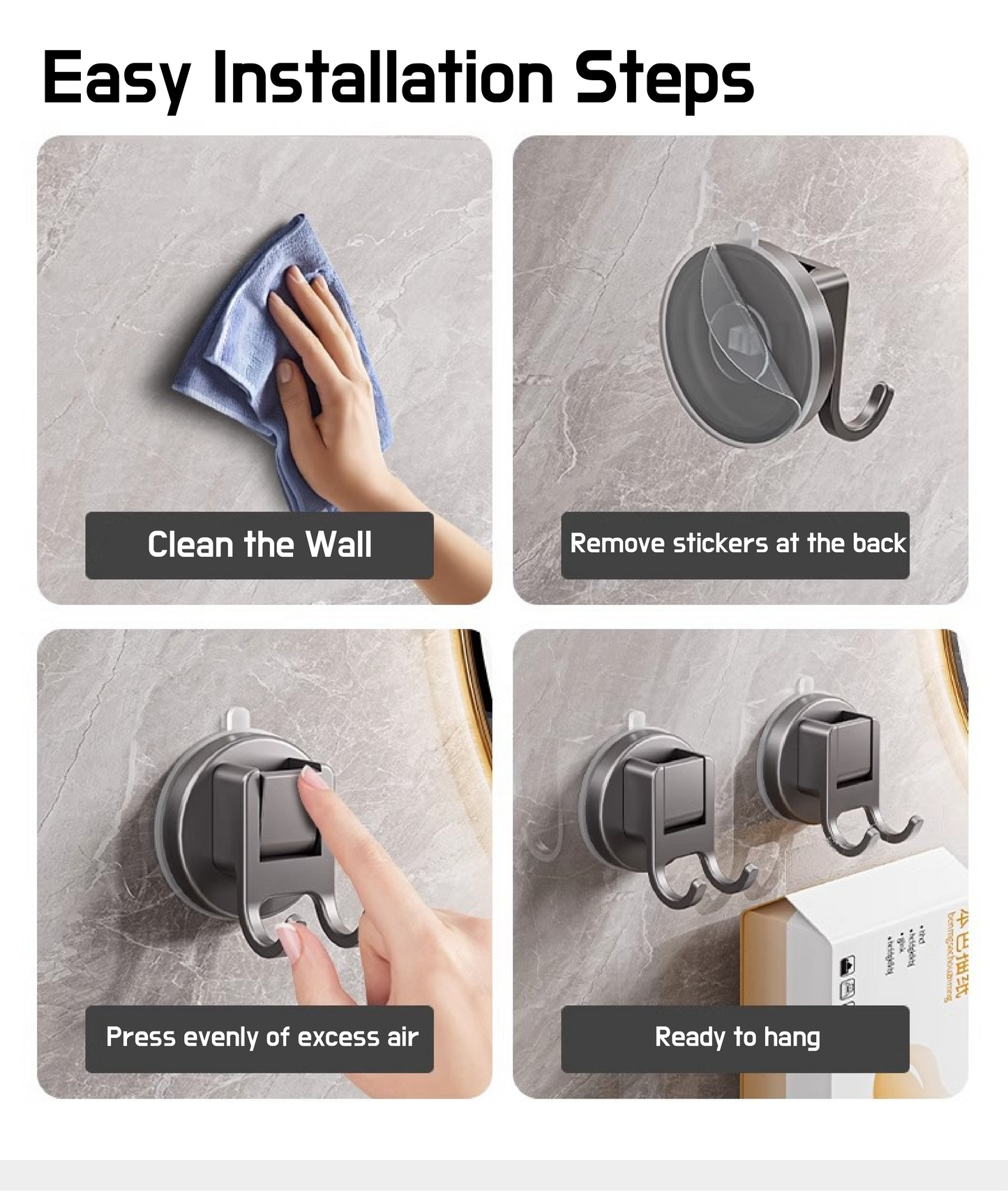 Suction cup with double hooks