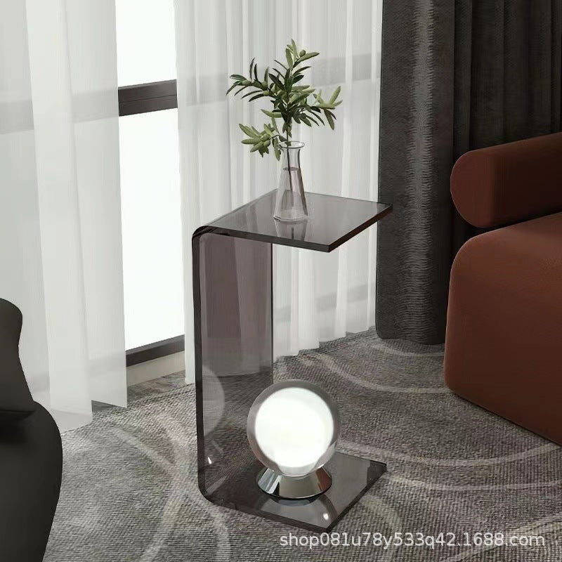 Light Luxury Transparent Acrylic Home Minimalist Cream Style Sofa Side Table Small Side Table Simple Living Room Bay Window Corner Coffee Table
