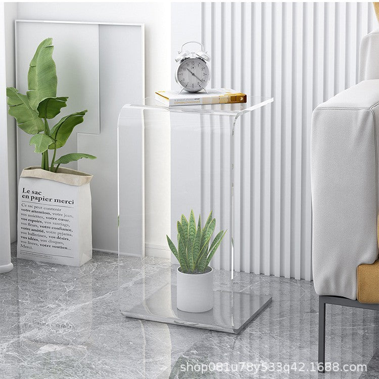 Light Luxury Transparent Acrylic Home Minimalist Cream Style Sofa Side Table Small Side Table Simple Living Room Bay Window Corner Coffee Table